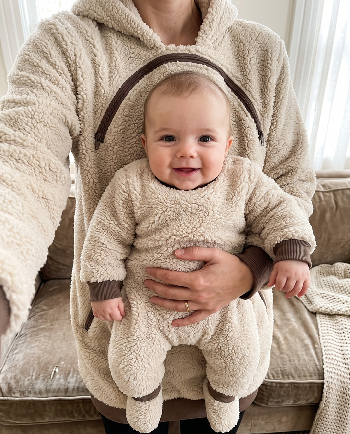 Priya's husband wearing SnugNest with baby daughter